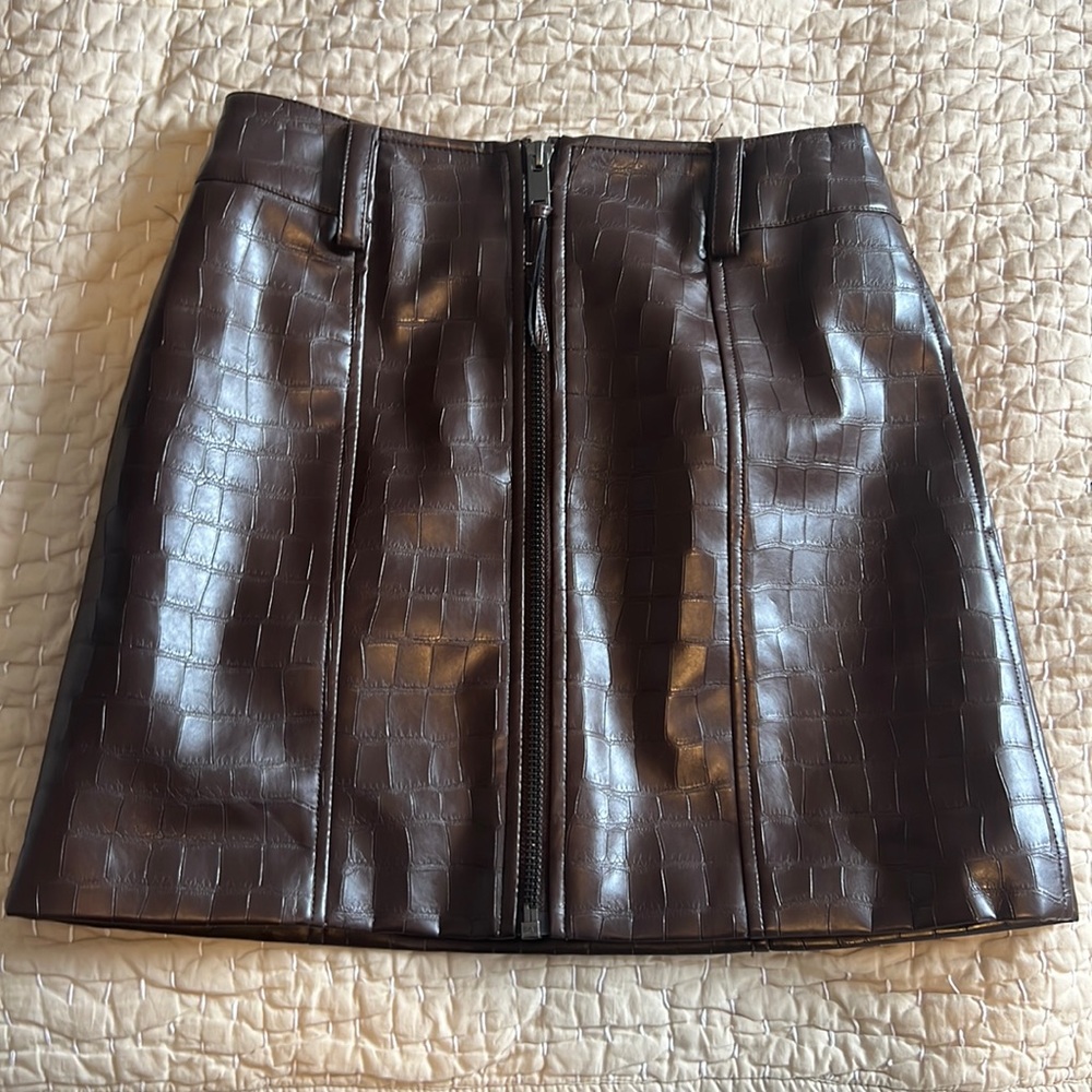 H&M faux snakeskin skirt with zipper detail, size small